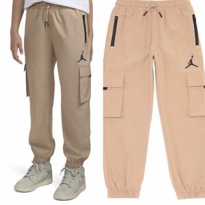Nike Jordan Girls’ Post-Up Cargo Joggers – Tan – Size Medium (10–12)